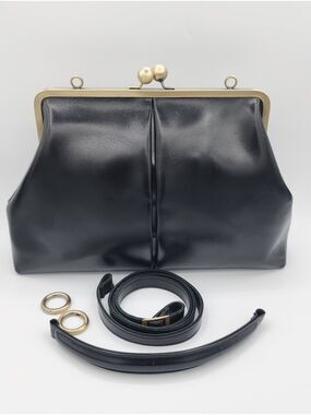 Black Leather Frame Bag #2950